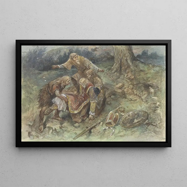 Adalbert blessé est emporté - Charles Rochussen — framed artwork on a wall