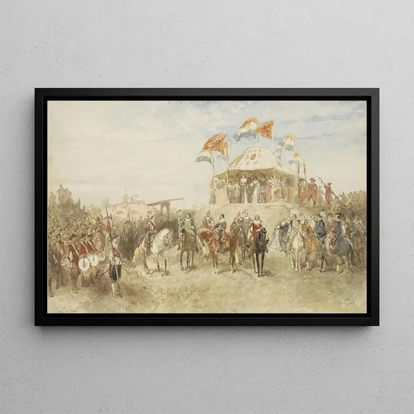 The Departure of the Spanish Garrison from Den Bosch after the Capitulation to Frederick Henry in 1629 - Charles Rochussen — framed artwork on a wall