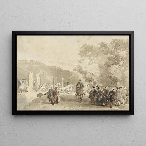 Prince's Carriage Painting leaving the Huis ten Bosch avenue - Charles Rochussen — framed artwork on a wall