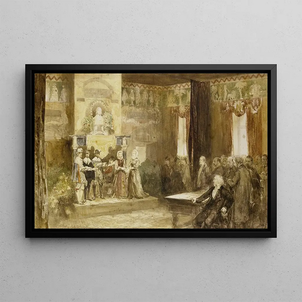 Celebration of Vondel at Muiderslot 1867 - Charles Rochussen — framed artwork on a wall
