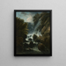 Hermit praying at the waterfall - Charles Santoire de Varenne — framed artwork on a wall