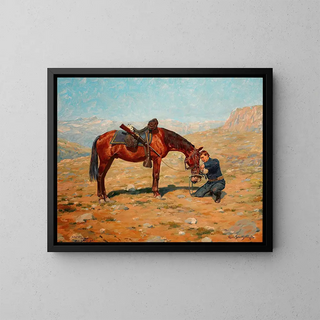 The Last Drop - Charles Schreyvogel — framed artwork on a wall