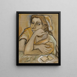 Woman and Lemons - Charles Sebree — framed artwork on a wall