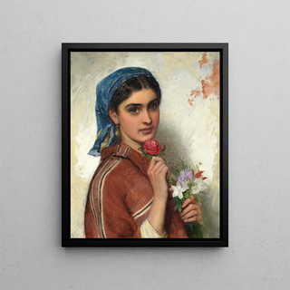 The Flower Seller - Charles Sillem Lidderdale — framed artwork on a wall