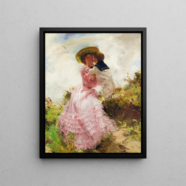The Kiss - Charles Sims — framed artwork on a wall