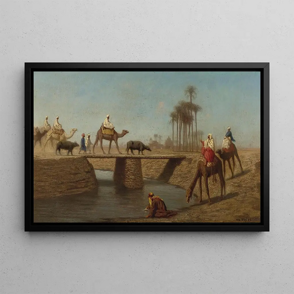 a high bridge in Egypt - Charles Théodore Frère — framed artwork on a wall