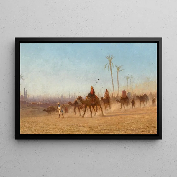 Caravan of Camels - Charles Théodore Frère — framed artwork on a wall