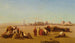 a caravan at rest, The Karnak Temple, Thebes in the distance - Charles Théodore Frère — artwork view