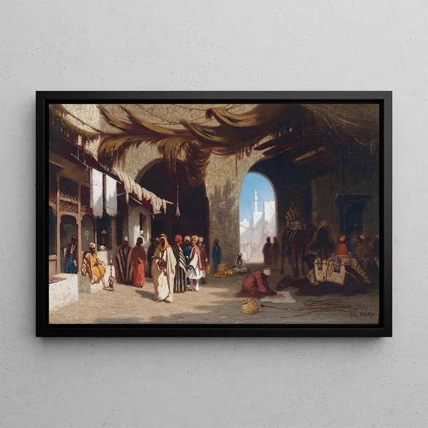 Bazaar in Beirut - Charles Théodore Frère — framed artwork on a wall