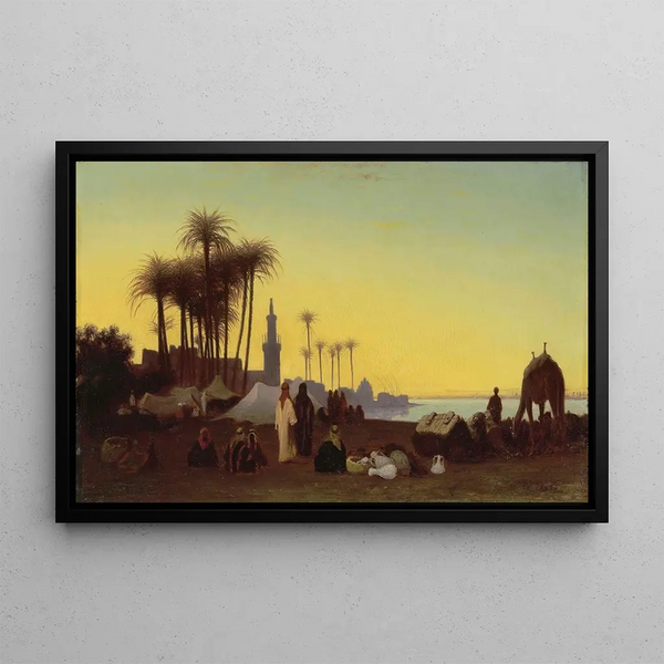 Twilight, view taken at Djergeh - Charles Théodore Frère — framed artwork on a wall
