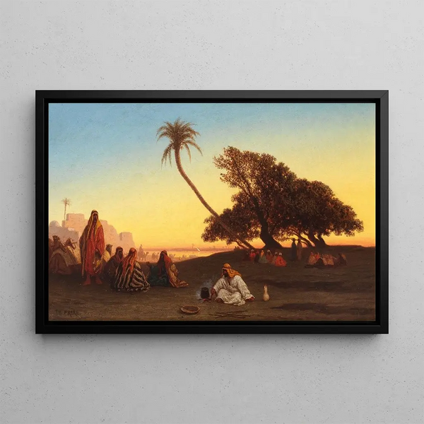 Twilight on the Nile's Edge - Charles Théodore Frère — framed artwork on a wall