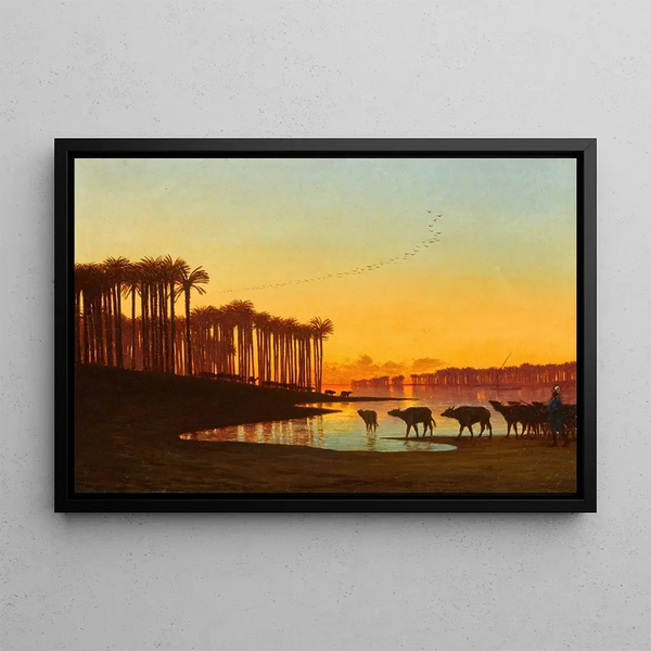 Dawn on the Nile - Charles Théodore Frère — framed artwork on a wall