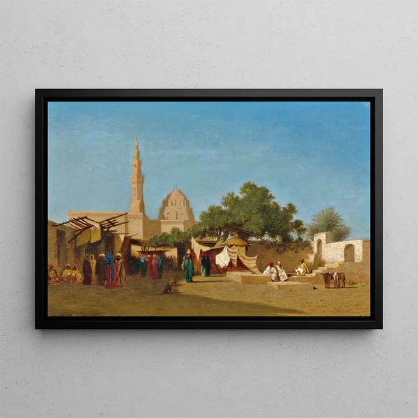 The Sultan Hassan Mosque in Cairo - Charles Théodore Frère — framed artwork on a wall