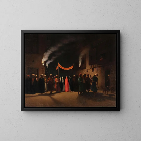 Arab wedding in Cairo - Charles Théodore Frère — framed artwork on a wall