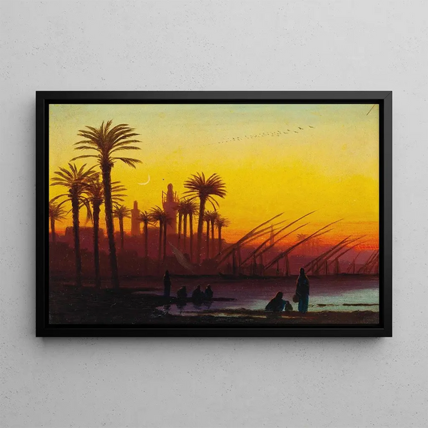 Sunset on the Nile - Charles Théodore Frère — framed artwork on a wall