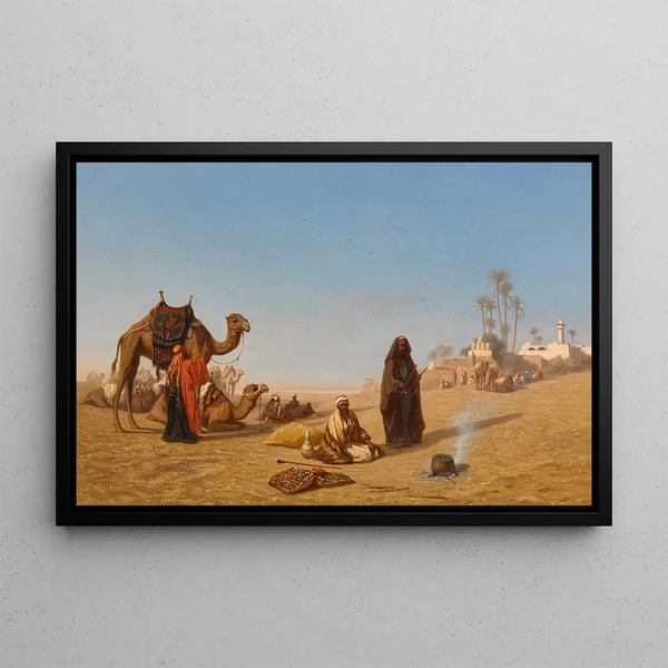 La halte de la caravane - Charles Théodore Frère — framed artwork on a wall