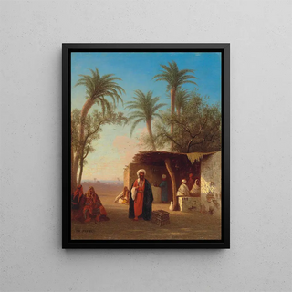Village dans le désert algérien - Charles Théodore Frère — framed artwork on a wall