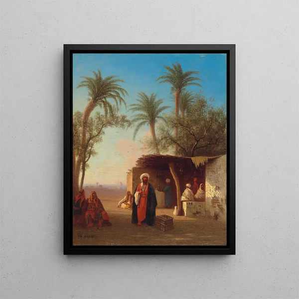 Village dans le désert algérien - Charles Théodore Frère — framed artwork on a wall
