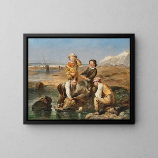 Children on the Beach - Charles Thomas Bale — framed artwork on a wall