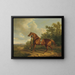 a hunter gathering chestnuts and his groom in a landscape - Charles Towne — framed artwork on a wall