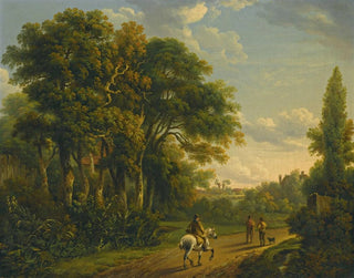 a rider and characters on a country road - Charles Towne — artwork view