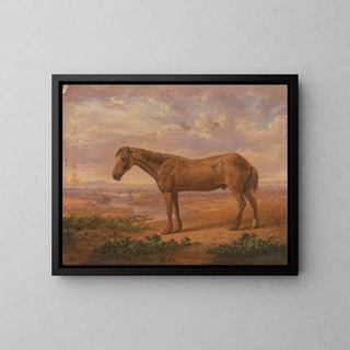 Old Billy painting, a 62-year-old draft horse - Charles Towne — framed artwork on a wall