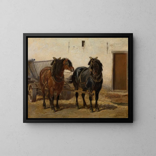Une équipe de chevaux - Charles Tschaggeny — framed artwork on a wall