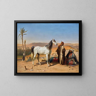 An Arab in the Desert - Charles Tschaggeny — framed artwork on a wall