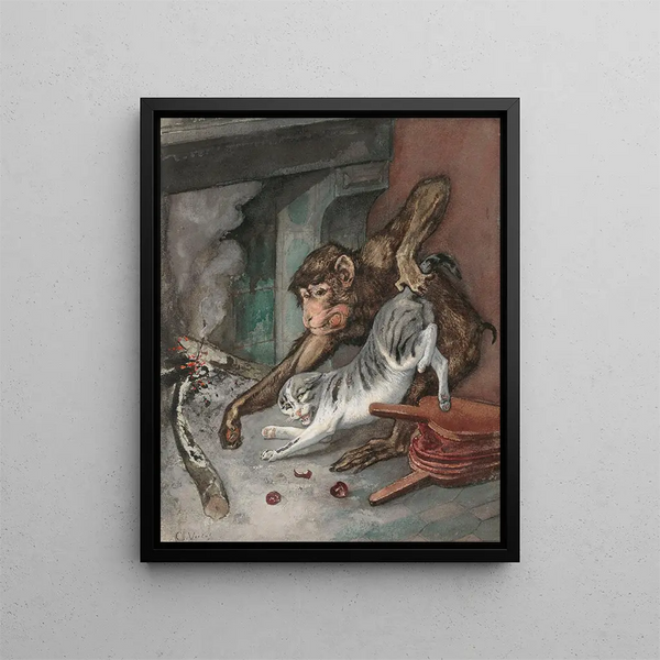 Bertrand and Raton - Charles Verlat — framed artwork on a wall