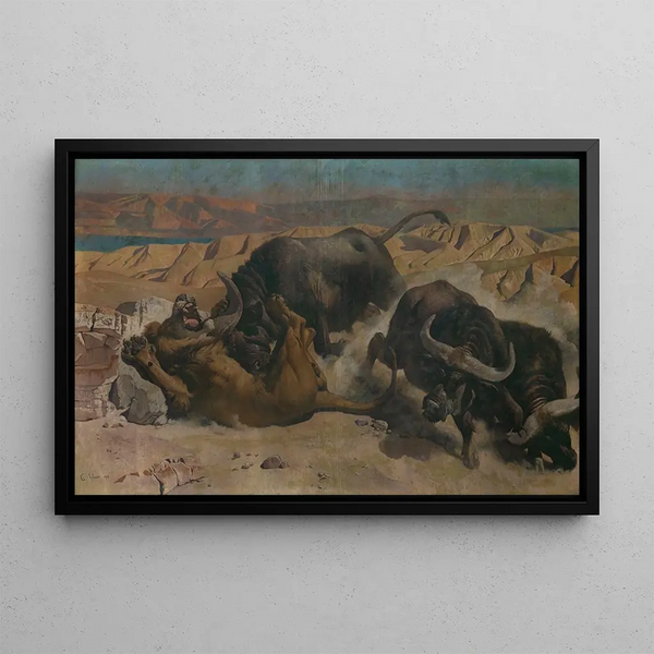 Defend the herd - Charles Verlat — framed artwork on a wall