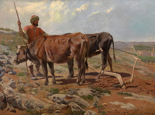 Bœufs de labour avec fellah - Charles Verlat — artwork view