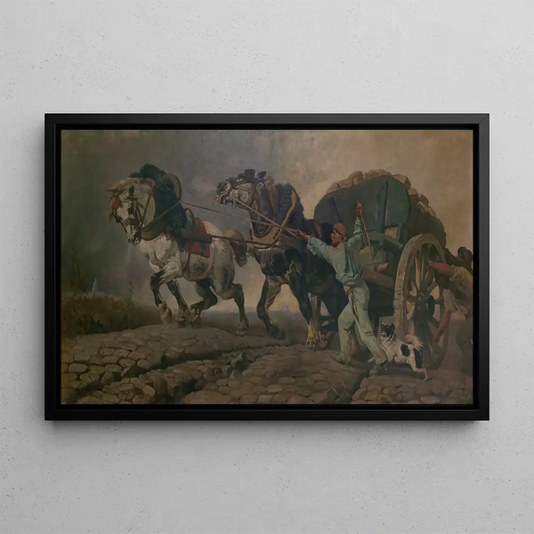 La Lourde Charge - Charles Verlat — framed artwork on a wall