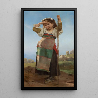 Young Shepherdess - Charles Victor Thirion — framed artwork on a wall