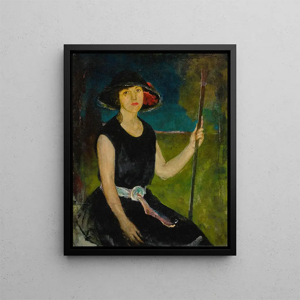 The Black Hat - Charles Webster Hawthorne — framed artwork on a wall