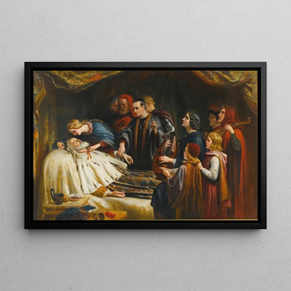 The Awakening of King Lear by Cordelia's Kiss - Charles West Cope — framed artwork on a wall