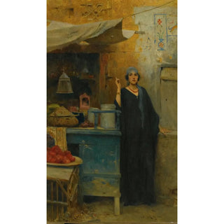 Reproduction of the painting Young girl near a market stall - Charles Wilda