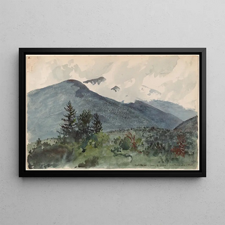 Montagnes Blanches depuis Fernald's Hill - Charles de Wolf Brownell — framed artwork on a wall