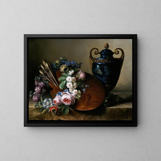 Still Life in homage to Van Spaendonck - Charlotte Eustace Sophie de Fuligny-Damas — framed artwork on a wall
