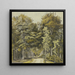 Path through a beech forest with a wooden bridge in front - Martinus van der Jagt — framed artwork on a wall