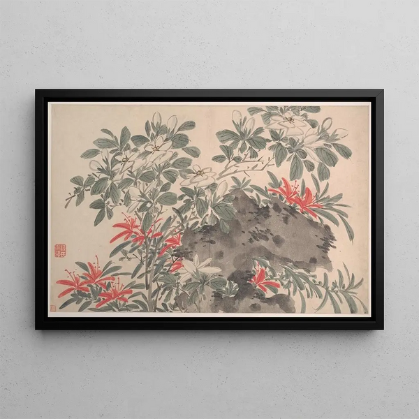 Garden Flowers Painting Pl03 - Chen Chun — framed artwork on a wall