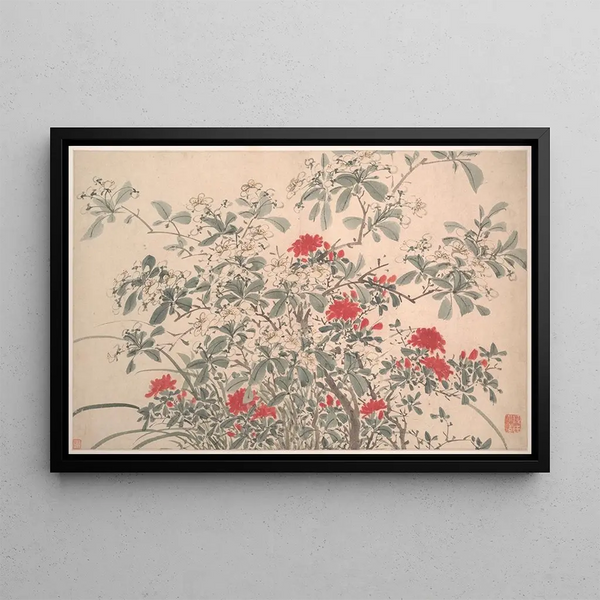 Garden Flowers Painting Pl05 - Chen Chun — framed artwork on a wall