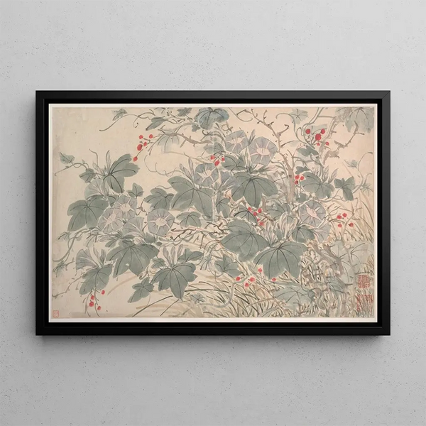 Garden Flowers Painting, pl. 07 - Chen Chun — framed artwork on a wall