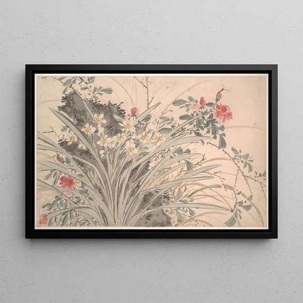 Garden Flowers Painting Pl08 - Chen Chun — framed artwork on a wall