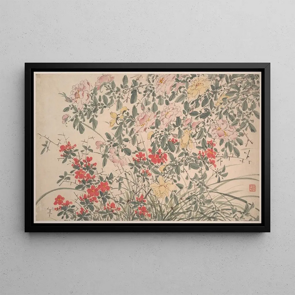 Garden Flowers Painting Pl12 - Chen Chun — framed artwork on a wall
