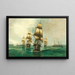 Parade of American-French ship fleet with a port exit in the background - Chéri François Dubreuil — framed artwork on a wall