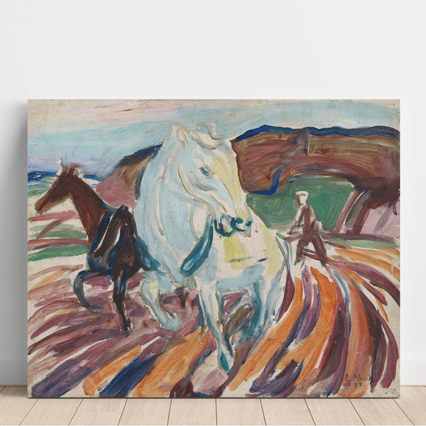 Reproduction of the painting Horses plowing - Edvard Munch