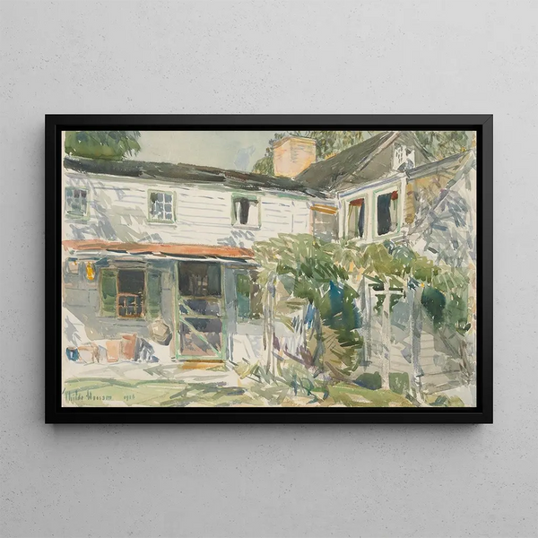 Back of the old house - Childe Hassam — framed artwork on a wall