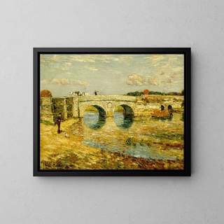 Bridge over the Stour - Childe Hassam — framed artwork on a wall