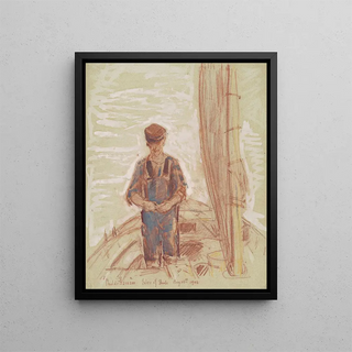 Shoals Fishermen's Island - Childe Hassam — framed artwork on a wall