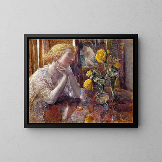 Roses Marchal Niel - Childe Hassam — framed artwork on a wall